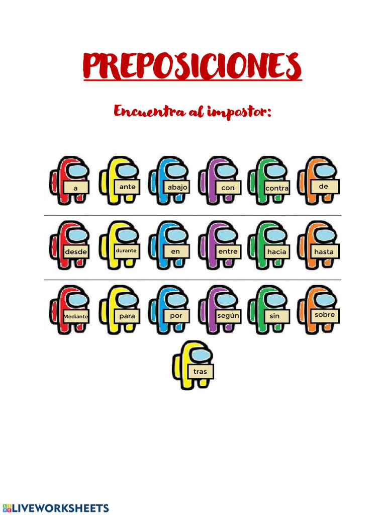Preposiciones Encuentra Al Impostor Pdf
