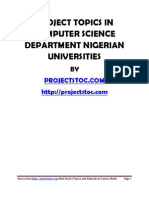 Project Topics in Computer Science Department Nigerian Universities