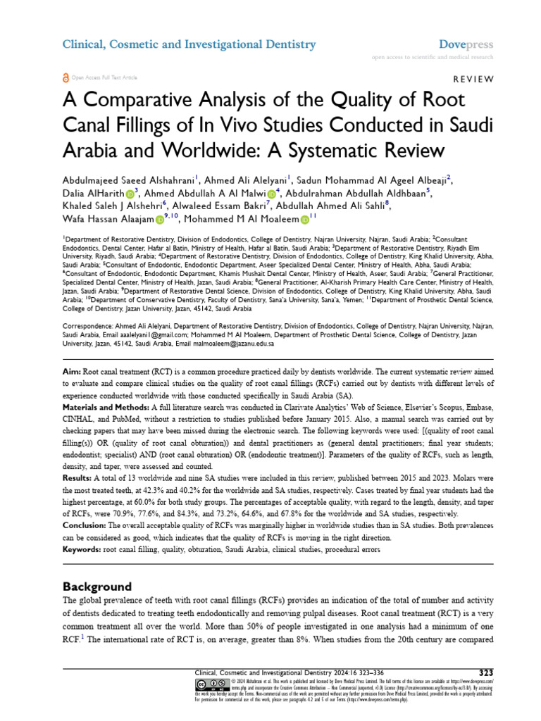 A Comparative Analysis of The Quality of Root Cana | PDF