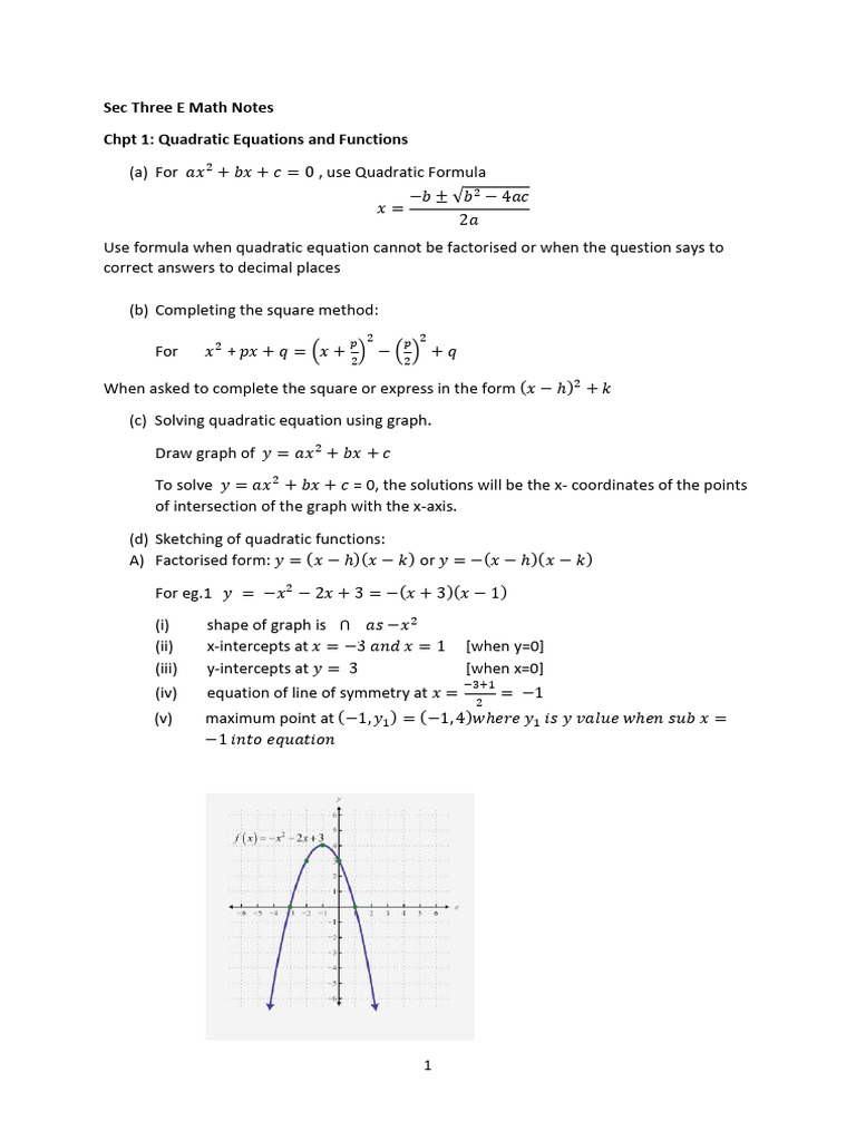 Sec 3 E Math Notes - CK | PDF