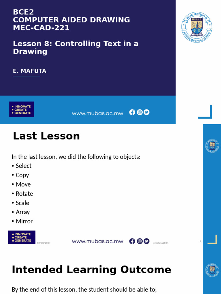 MEC-CAD-221 - Lesson8 - Controlling Text in A Drawing | PDF