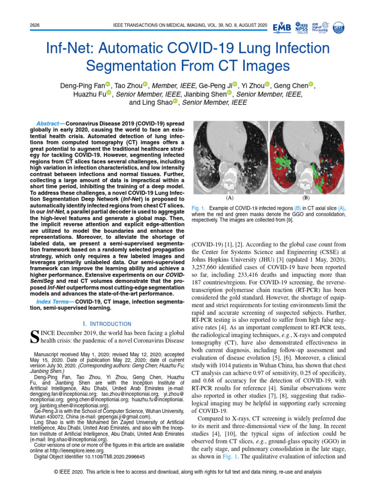 Inf-Net Automatic COVID-19 Lung Infection Segmentation From CT Images | PDF
