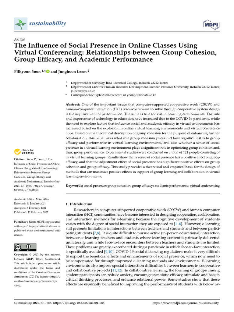 Yoon and Leem - 2021 - The Influence of Social Presence in Online ...