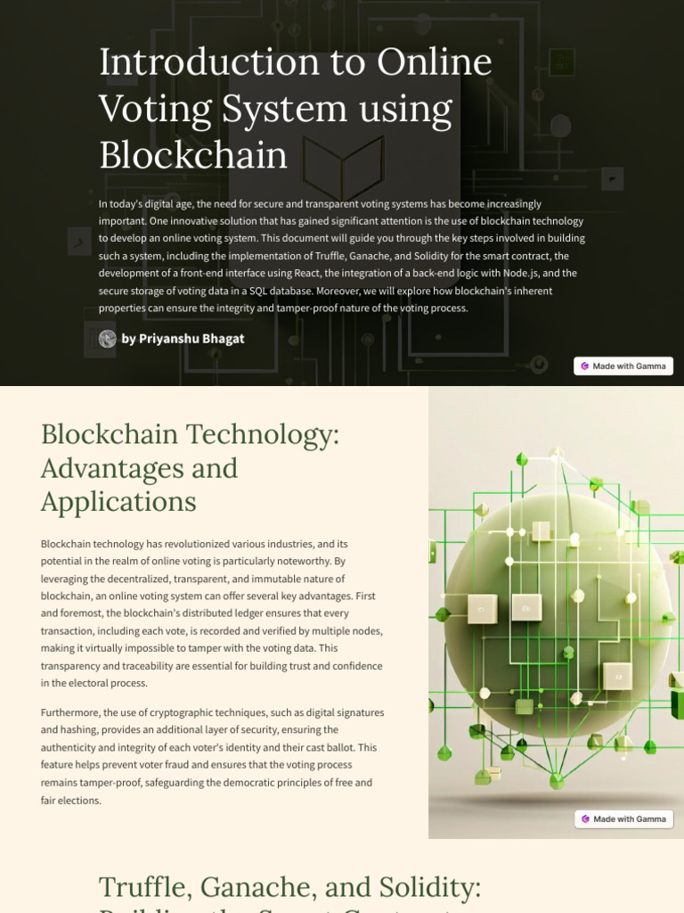 Introduction To Online Voting System Using Blockchain | PDF