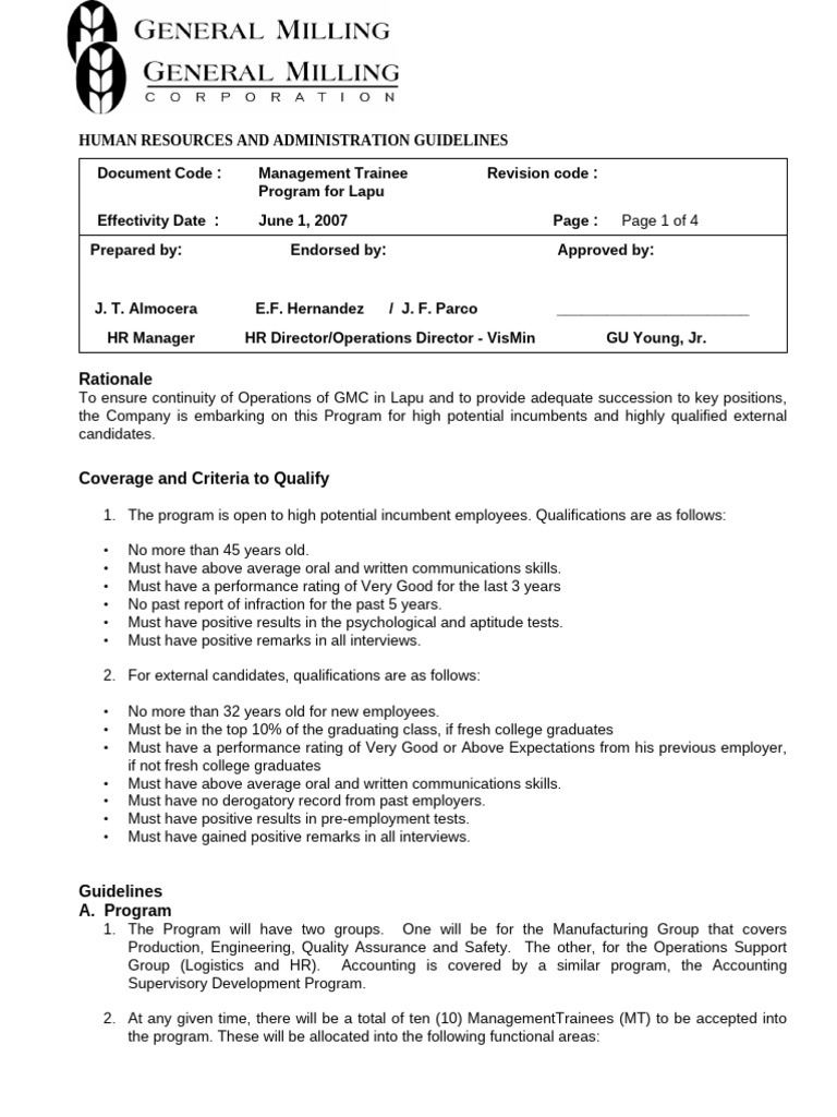 Management Trainee Program | PDF