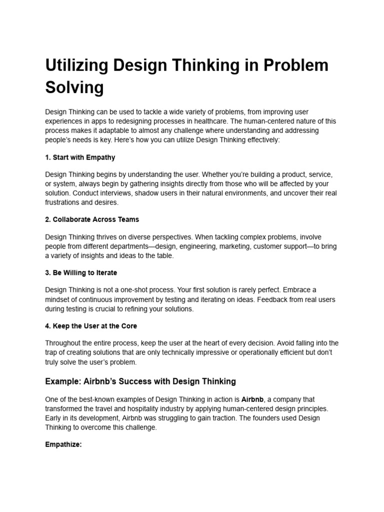 Design Thinking in Problem Solving Utilization: Notes | PDF | Design ...