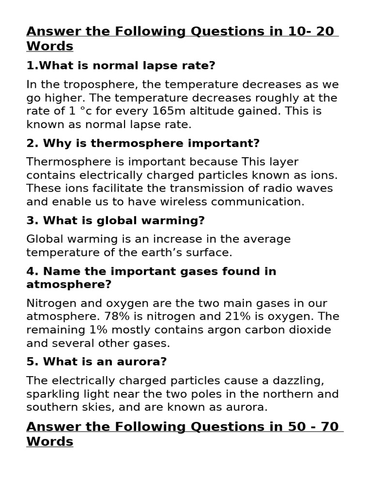 Answer The Following Questions in 10 | PDF
