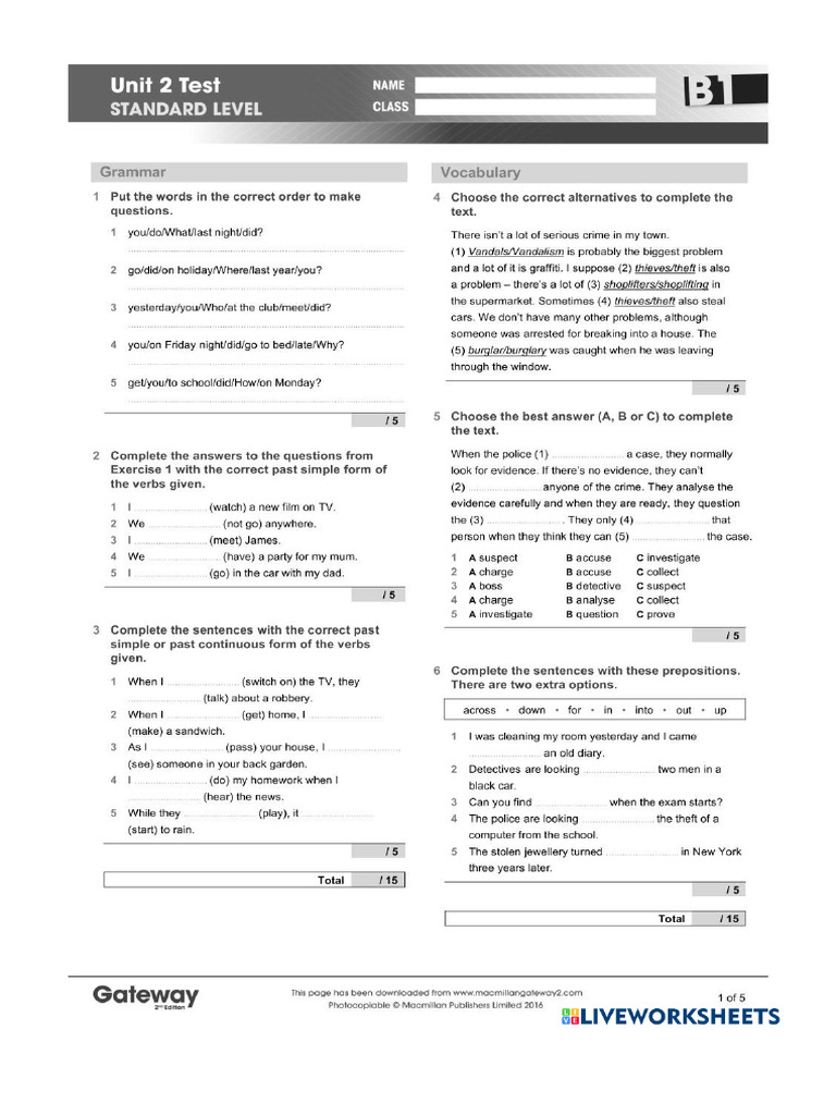 Gateway Unit 2 Test | PDF