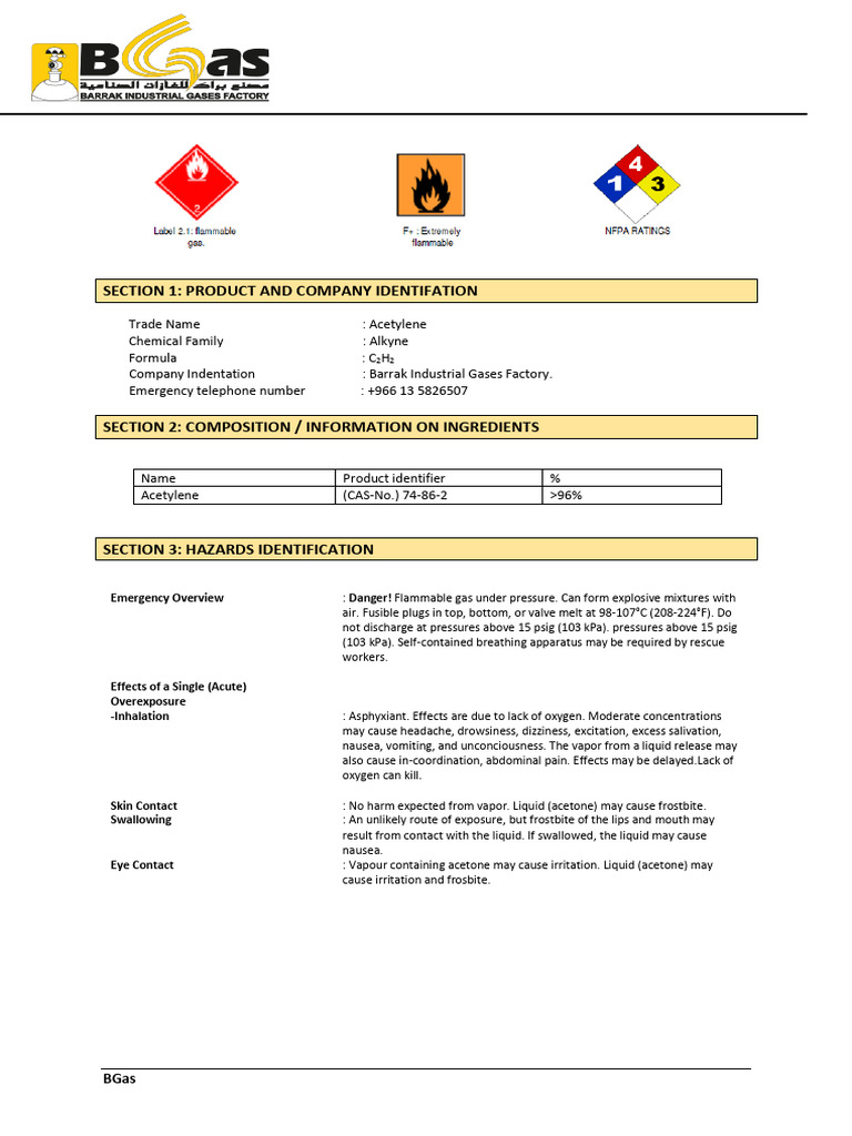 C2H2 MSDS | PDF