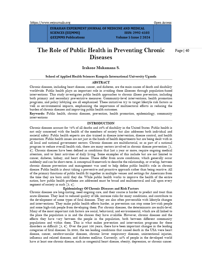 The Role Of Public Health In Preventing Chronic Diseases Www Kiu Ac Ug