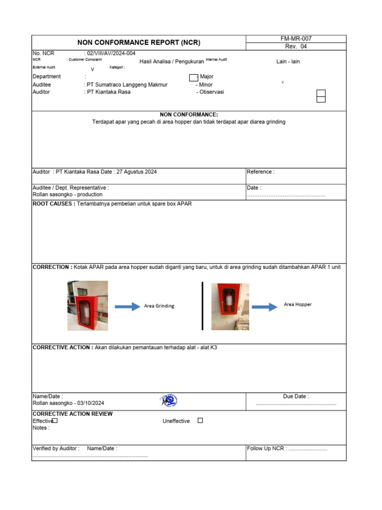 Non Conformance Report (NCR) | PDF