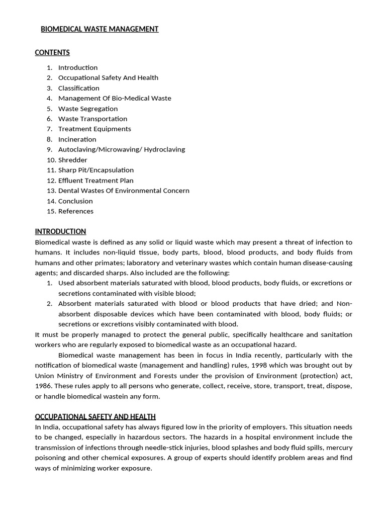 Biomedical Waste Management Pdf