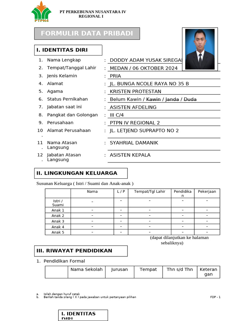 Doddy dongoran reg2 mep form data pribadi act pdf