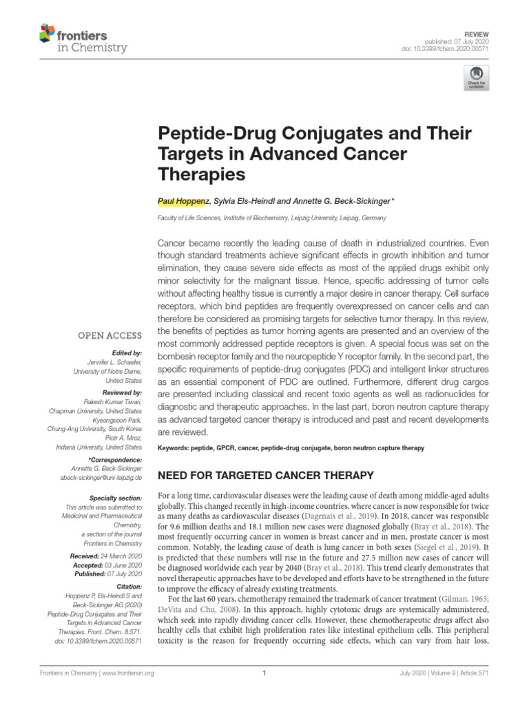Peptide-Drug Conjugates and Their Targets in Advanced Cancer Therapies ...