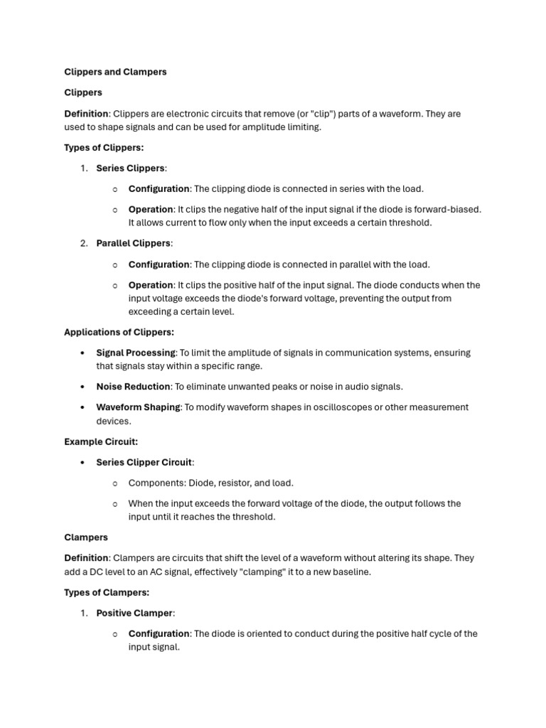 Clipper and Clamper Module | PDF