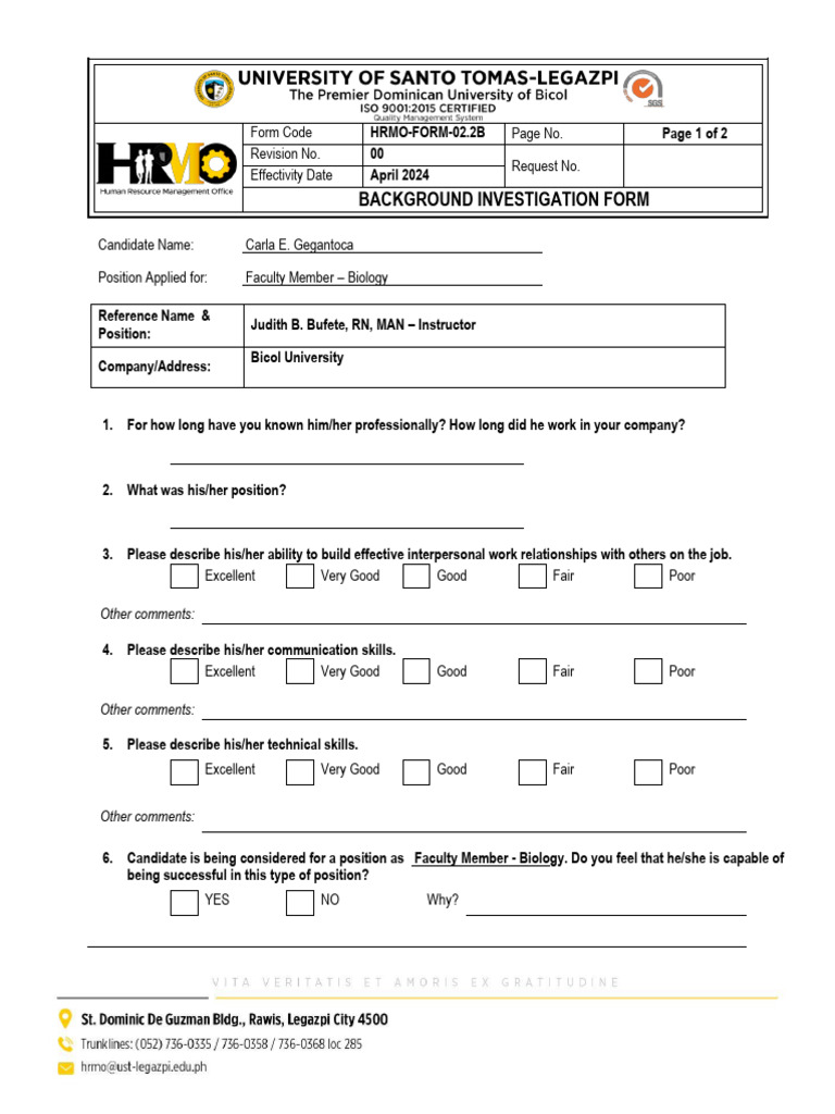 Controlled - Hrmo-Form-02.2b (Background Investigation Form) - Carla E ...
