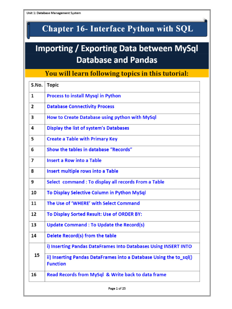Python MySql Connectivity-Notes | PDF