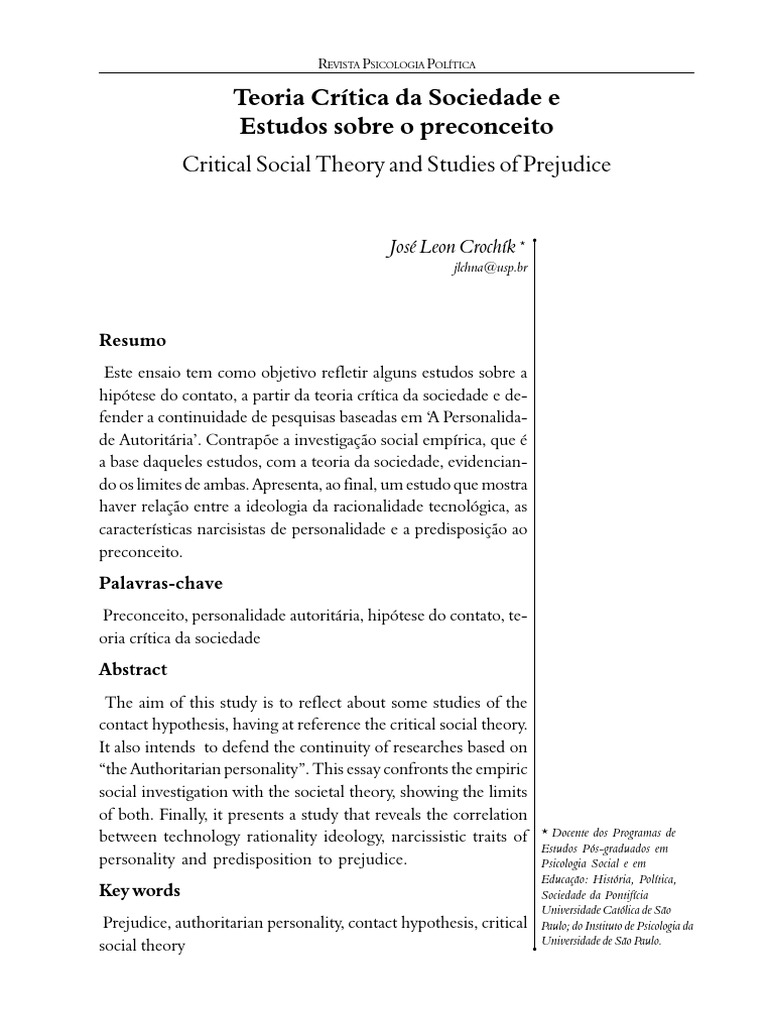 Teoria Critica Da Sociedade e Estudos So | PDF