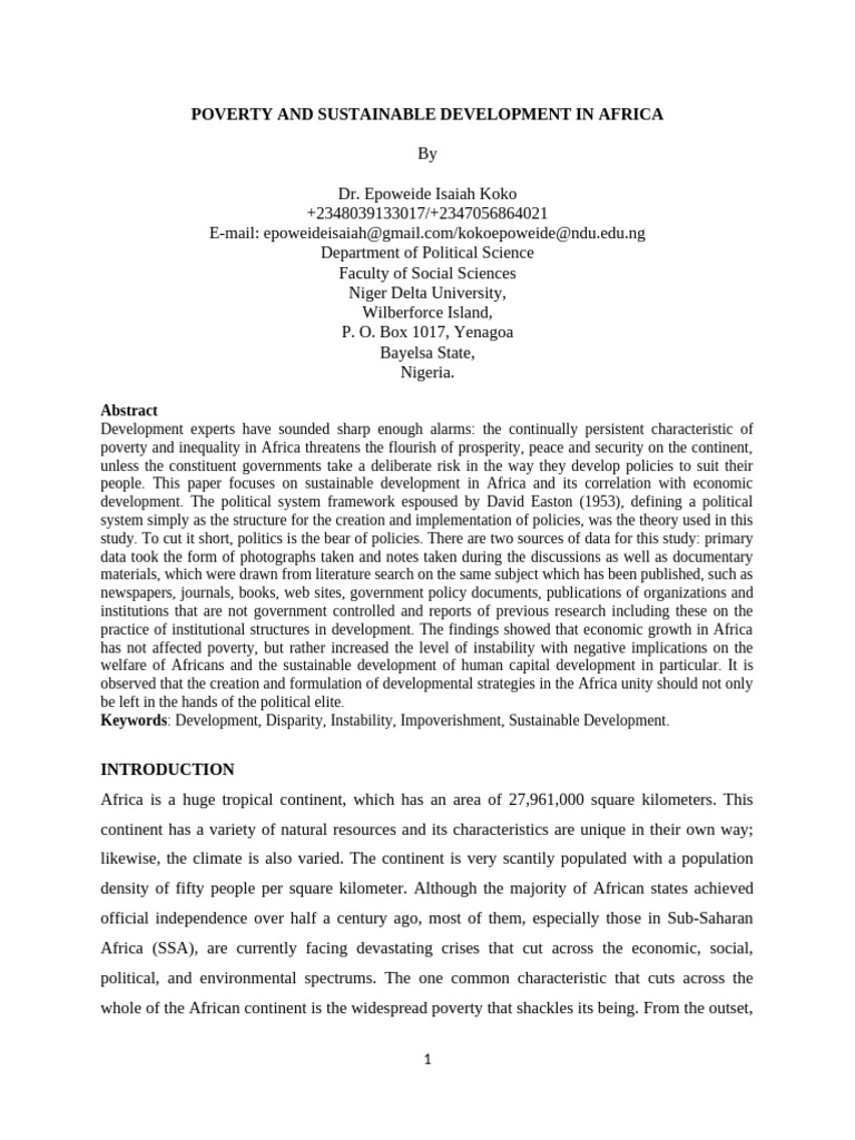 Poverty's Impact on Africa's Development | PDF | Sustainability | Poverty