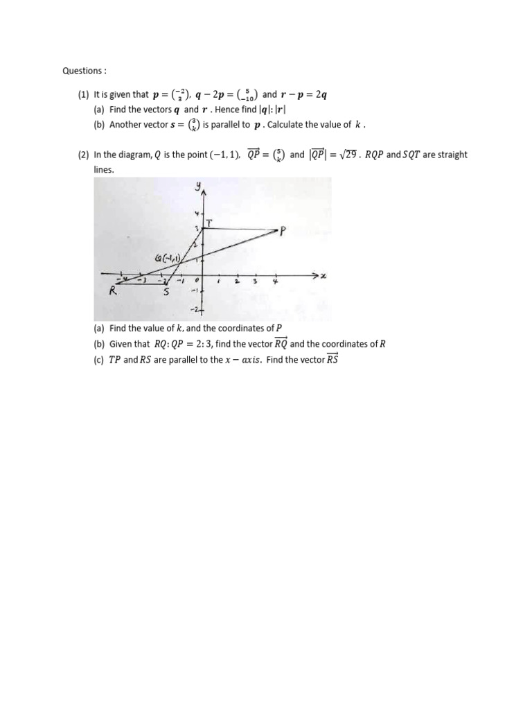 Vectors 1 e Maths Questions | PDF