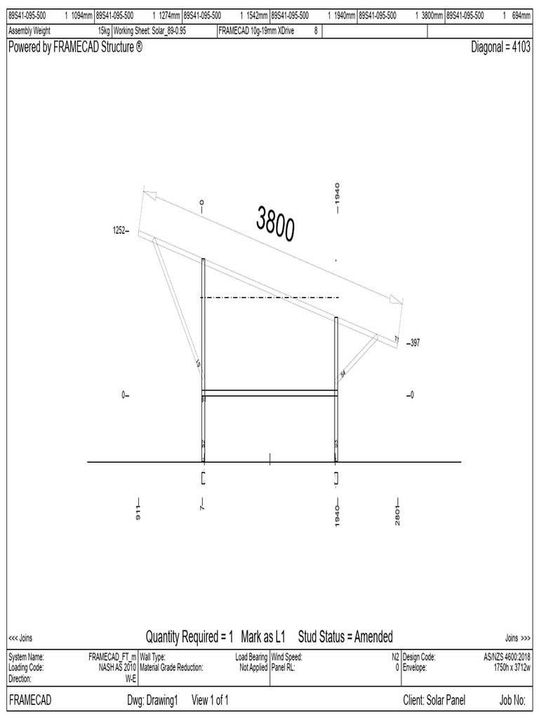 FRAMECAD Solar Panel Assembly Details | PDF