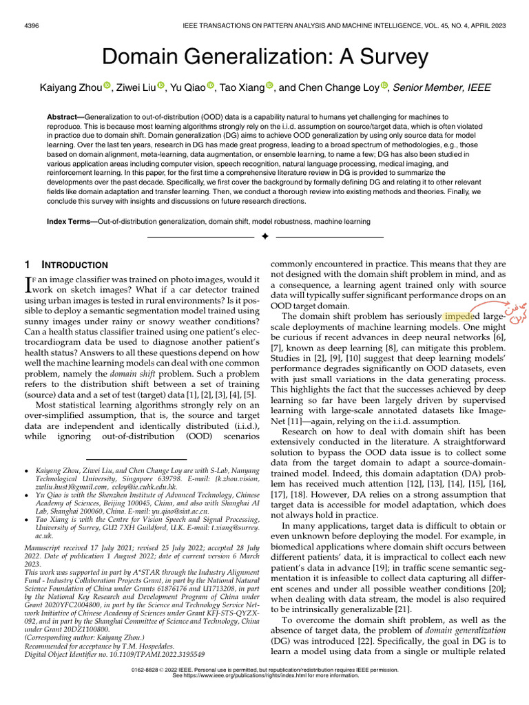 Kaiyang Zhou Domain Generalization A Survey 2022 | PDF