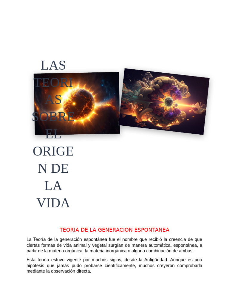 Teorias Sobre El Origen de La Vida | PDF