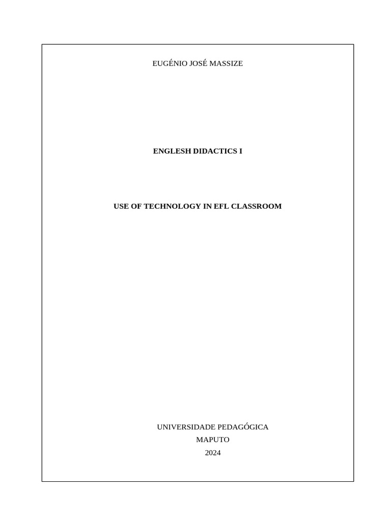 Technology in EFL Classroom Use | PDF | Teachers | Information And ...