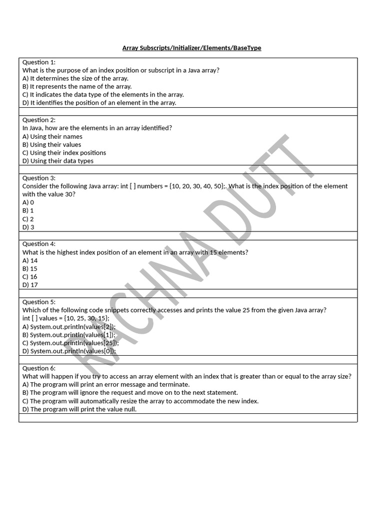 Array Subscripts | PDF