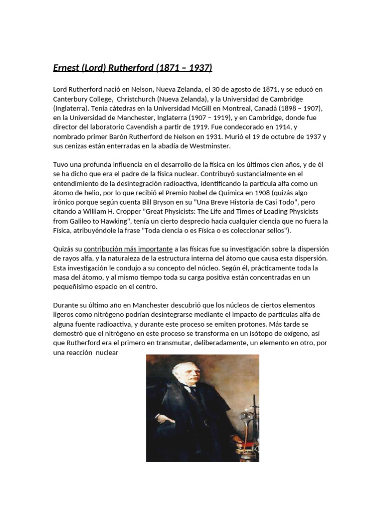 BIOGRAFÍA DE Rutherford | PDF | Ciencias sociales | Arte