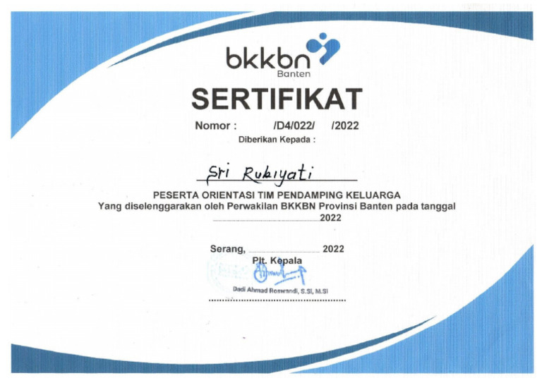 Sertifikat BKKBN 2022 | PDF