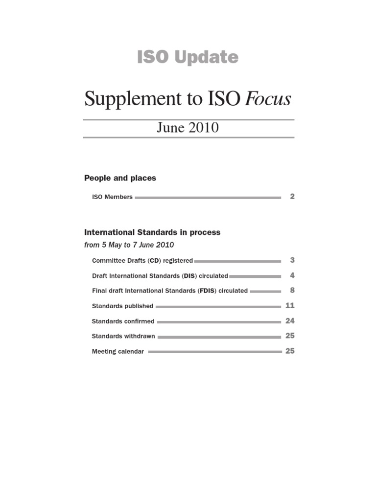 ISO Standards Update - June 2010 | PDF | International Organization For ...
