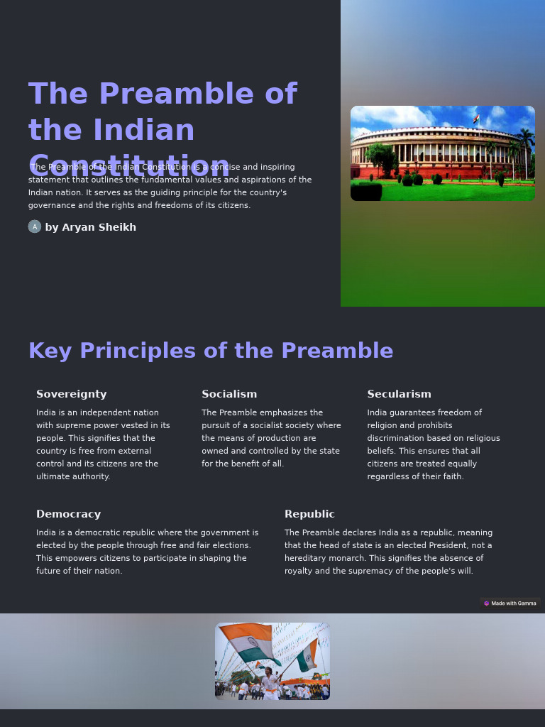 The Preamble of The Indian Constitution | PDF | Justice | Crime & Violence