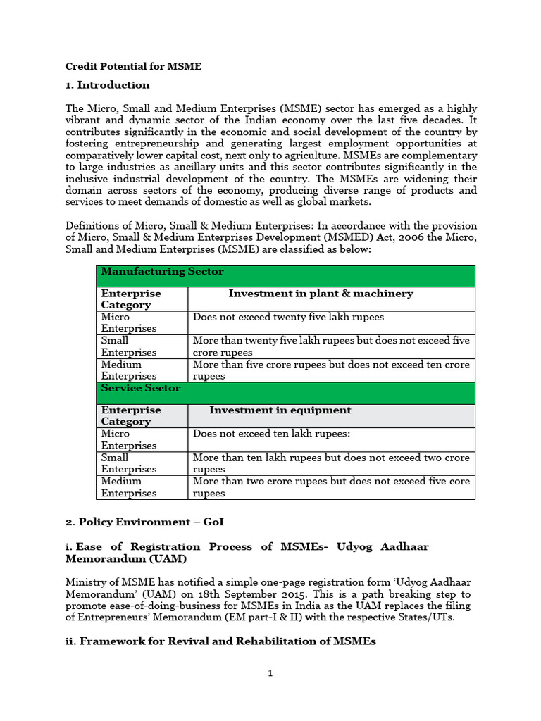 MSME Credit Potential and Policies | PDF | Small And Medium Sized ...