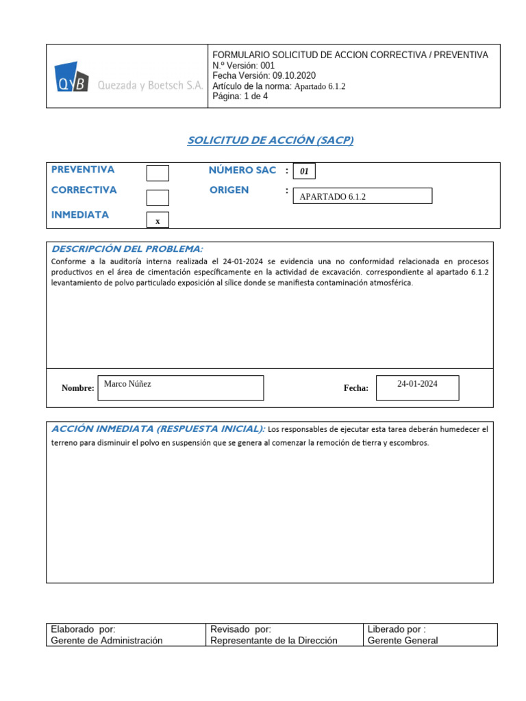 2,4 SACP - No - Conformidad - y - Acción - Correctiva - M.A | PDF