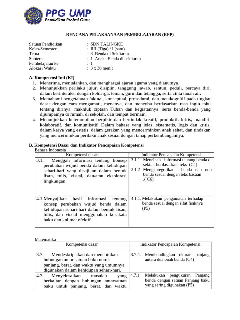 L.K. 3.3.1 Format RPP LURING | PDF