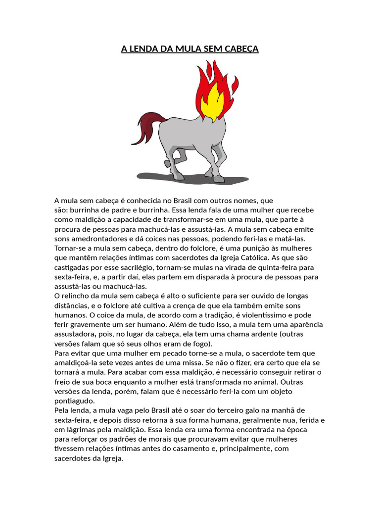 A Lenda Da Mula Sem Cabeça | PDF