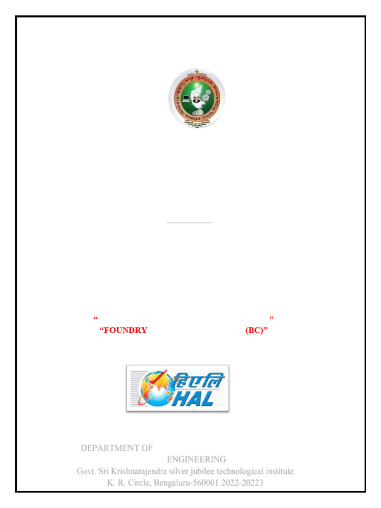 Hal Internship Basavanthraya 1cr19me013-3 | PDF | Foundry | Forging