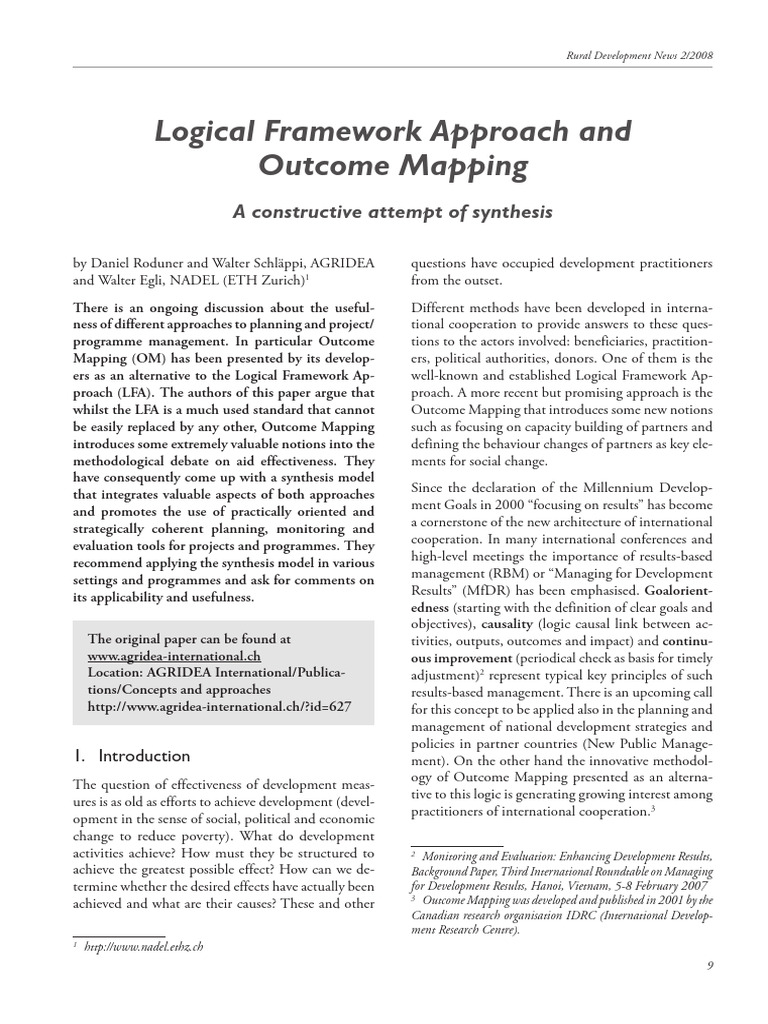 RBM083-2 Logical Framework Approach and Outcome Mapping | PDF