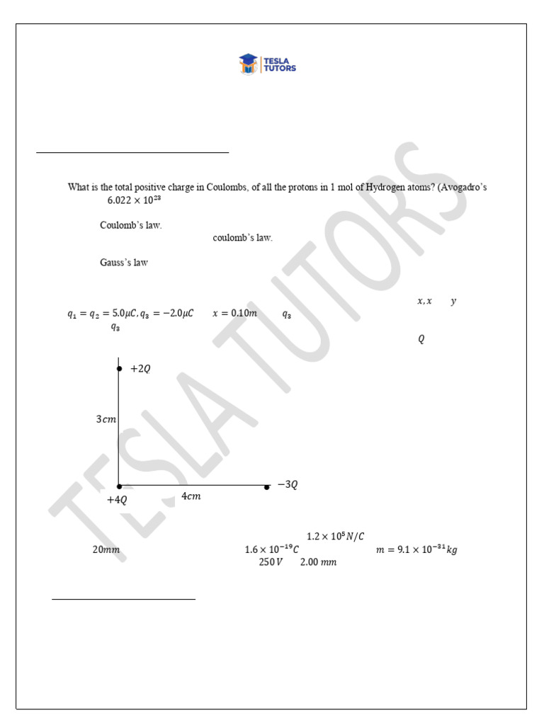 PHS 121 and 122 Assignment, Tesla Tutors. | PDF
