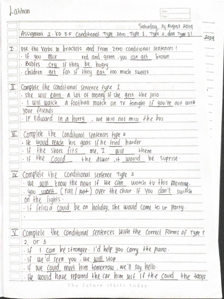 Tugas 1 KD 3.5 Conditional Type Zero, Type 1, Type 2, Dan Type 3 | PDF