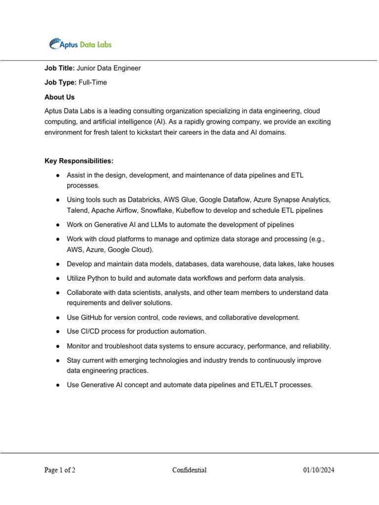 Junior Data Engineer | PDF