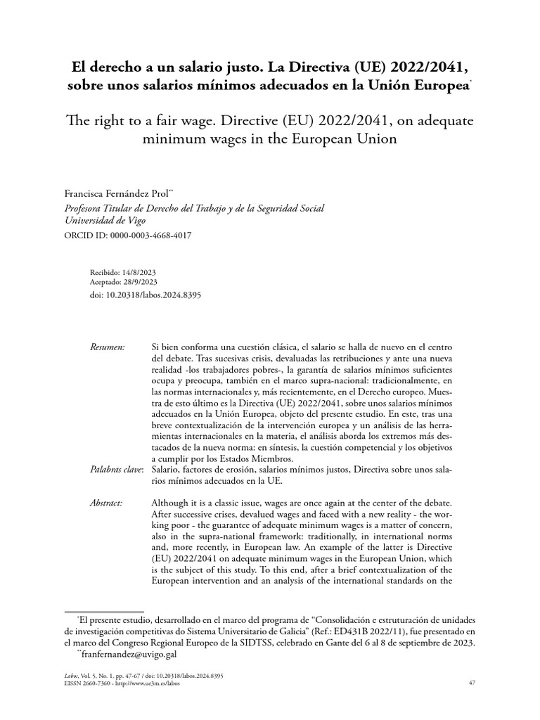 El Derecho A Un Salario Justo | PDF