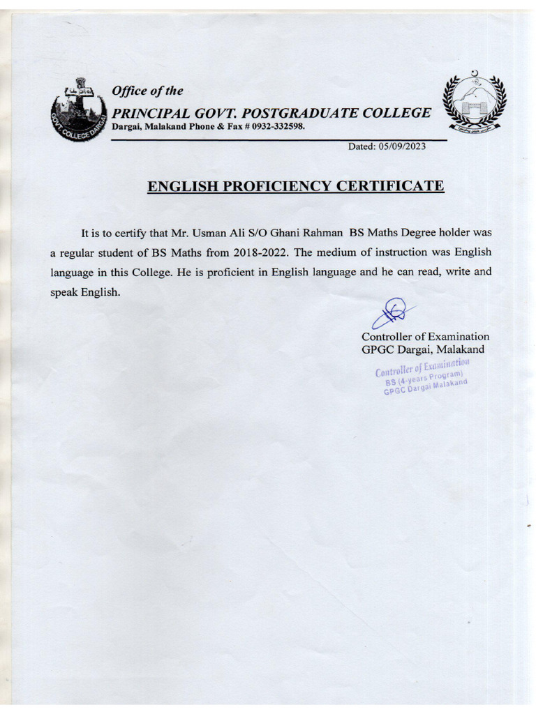 English Proficiency Pdf