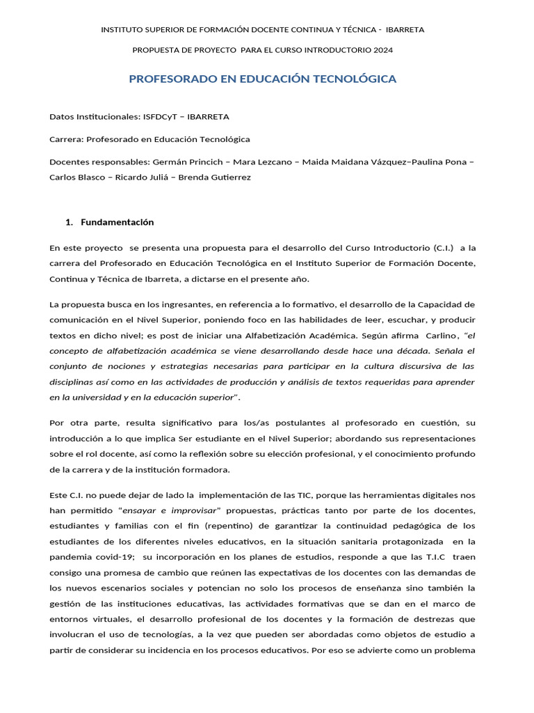 Curso Introd 2024 Tecnol Isfd Ibta | PDF