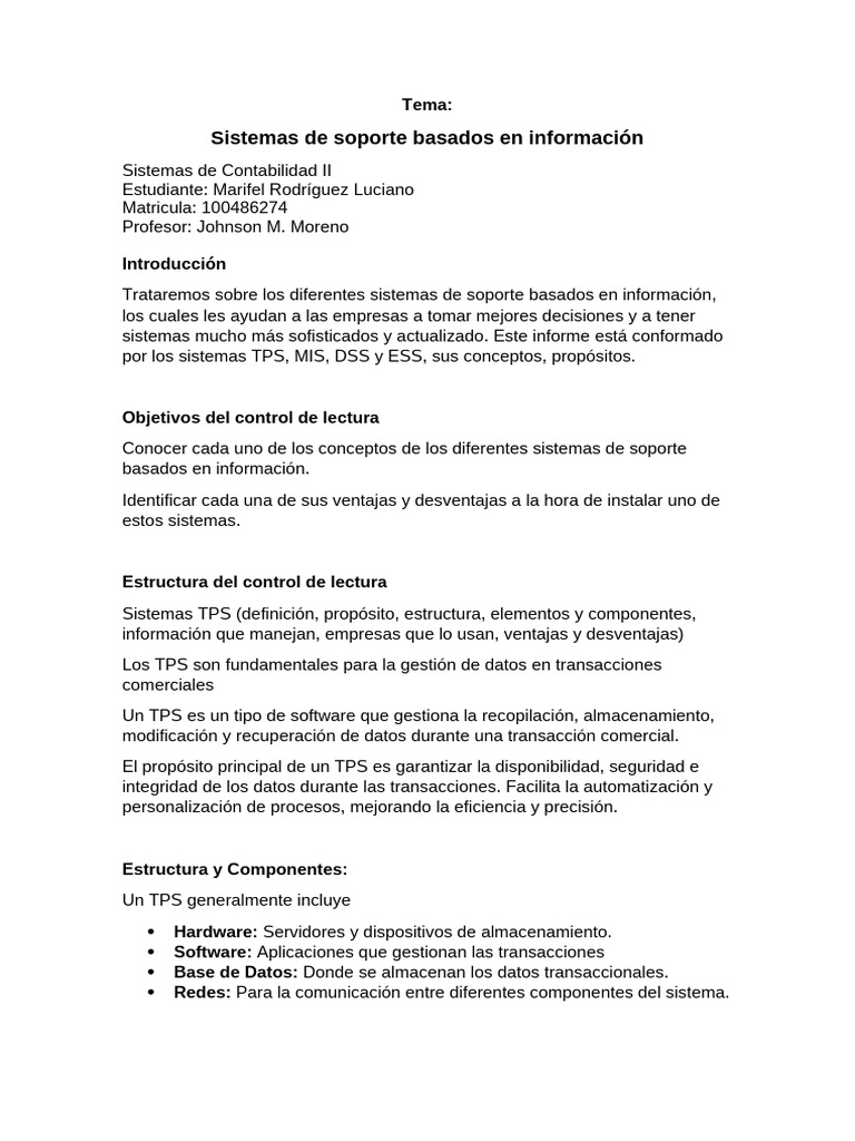 Informe Sistemas Unidad 1 | PDF