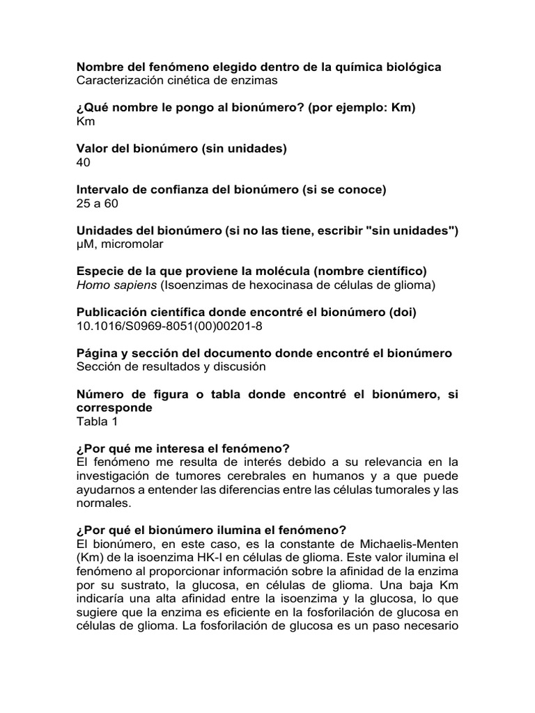 Ejemplo Bionúmero | PDF