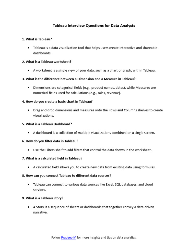 Tableau interview questions answers pdf