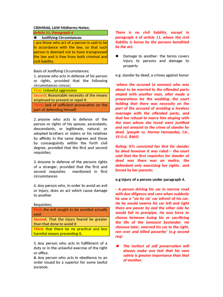 CRIMINAL LAW Midterms Notes | PDF