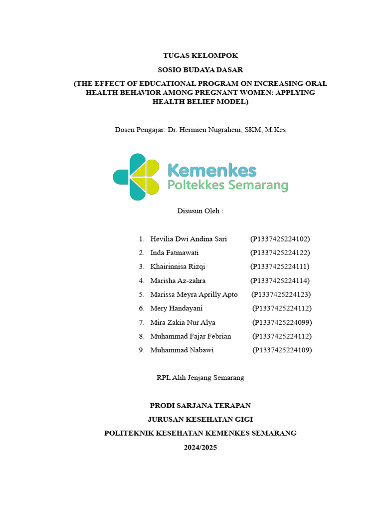 Kelompok 2 THE EFFECT OF EDUCATIONAL PROGRAM ON INCREASING ORAL HEALTH ...